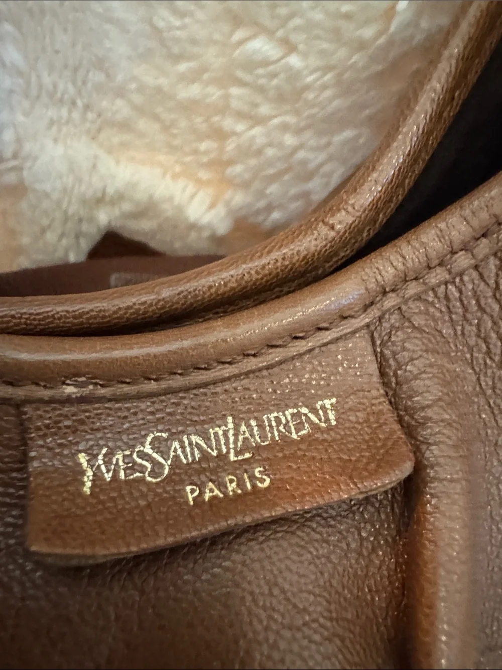 Yves Saint Laurent Brown Ruffled Leather Hobo